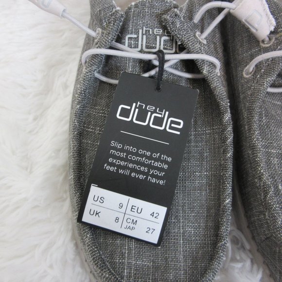 Hey Dude Wally Loafers Shoes Ash Gray Cross Hatch Size 9 NWT - Picture 6 of 10